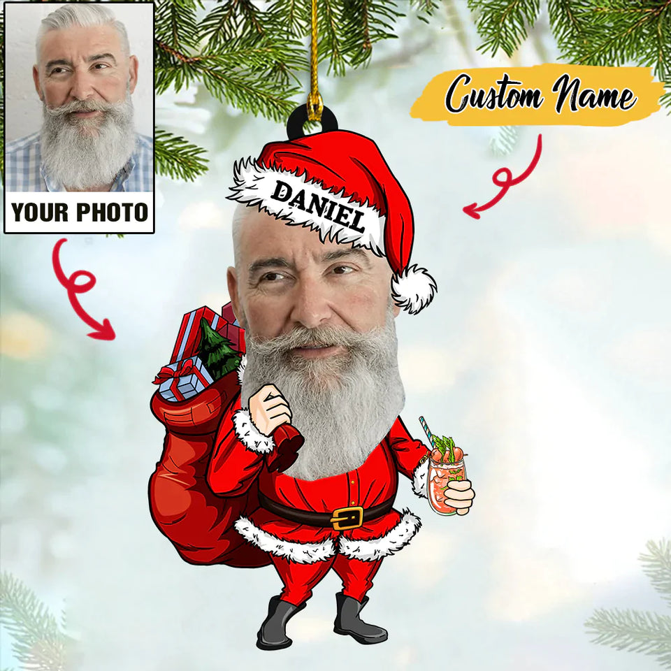 Custom Photo PAPA Claus Christmas With Name Ornament CTH01