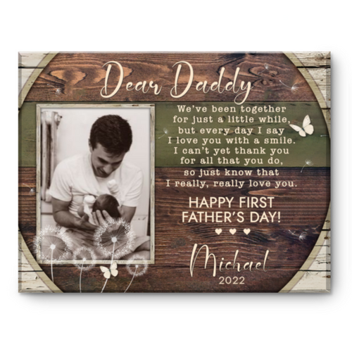 First Father’s Day Photo Canvas, 1st Father’s Day Gift from Baby, First Father’s Day Poem Gift, Personalized First Father’s Day