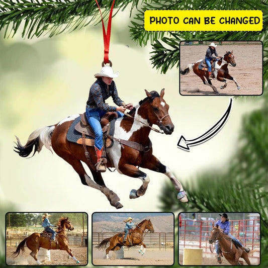 Personalized Horse Lover Upload Photo christmas Ornament Printed
