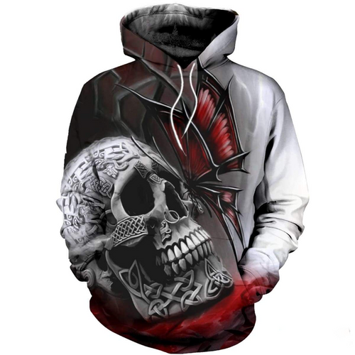 Skull Gifts All Over Printed Skull and Butterfly US Unisex Size Hoodie