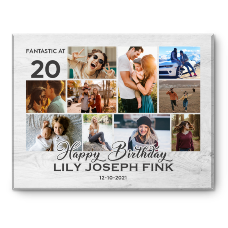 20th Birthday Photo Collage Canvas Print, 20th Birthday Gift