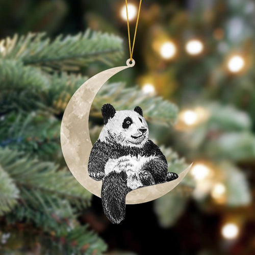 Godmerch- Ornament- Panda Sits On The Moon Hanging Ornament Dog Ornament, Car Ornament, Christmas Ornament