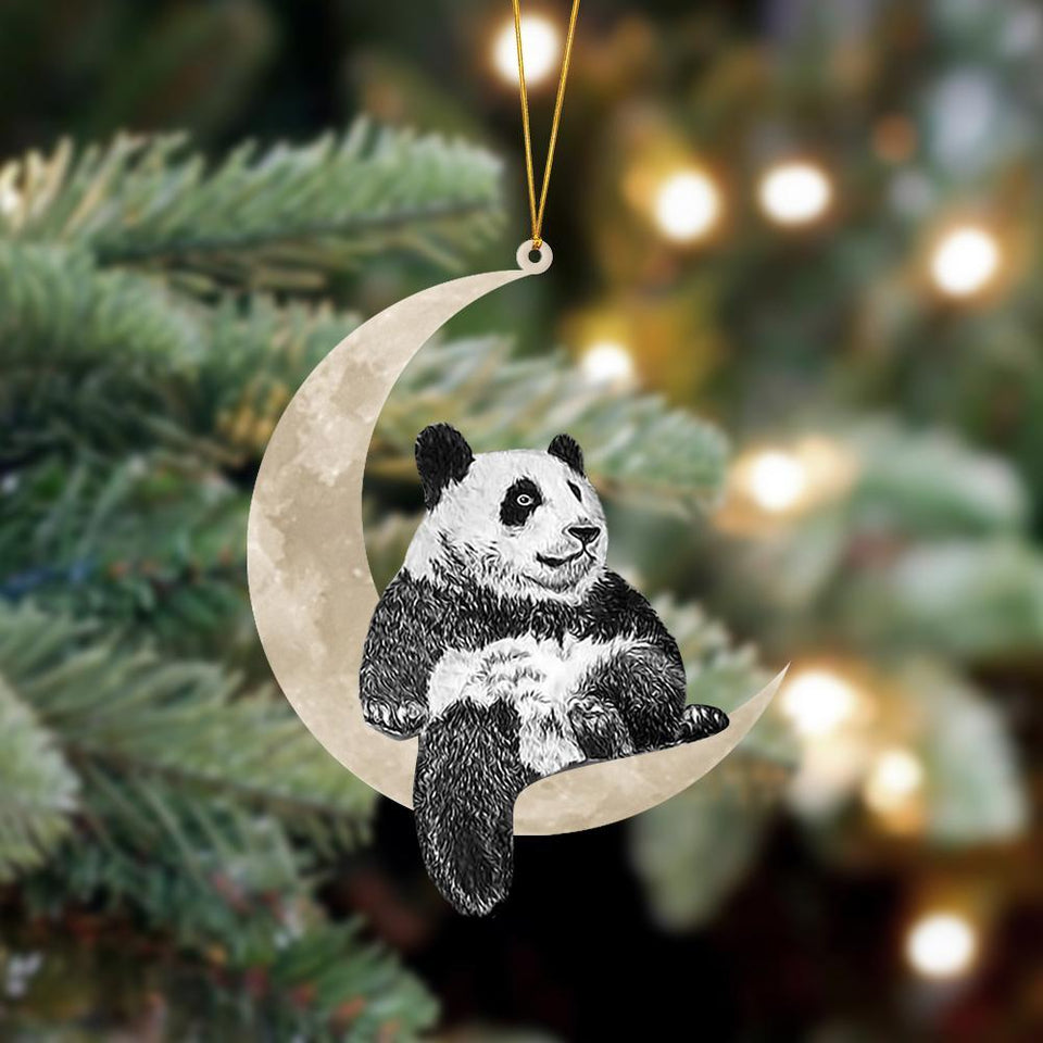 Godmerch- Ornament- Panda Sits On The Moon Hanging Ornament Dog Ornament, Car Ornament, Christmas Ornament