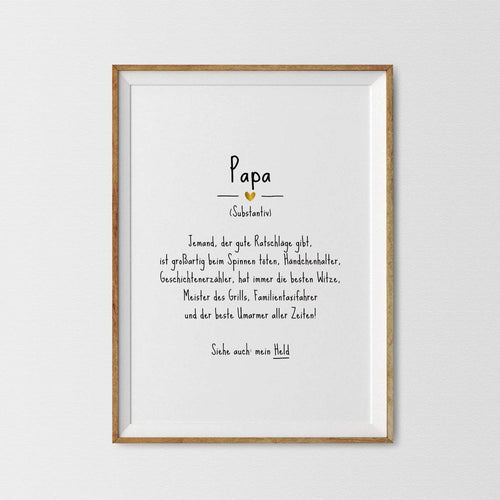 Papa, Definition Canvas And Poster,Canvas Prints,Wall Decor Visual Art, Gift Father's Day