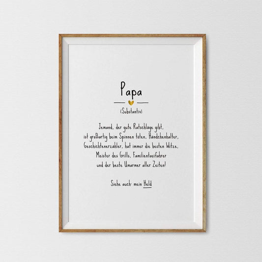 Papa, Definition Canvas And Poster,Canvas Prints,Wall Decor Visual Art, Gift Father's Day