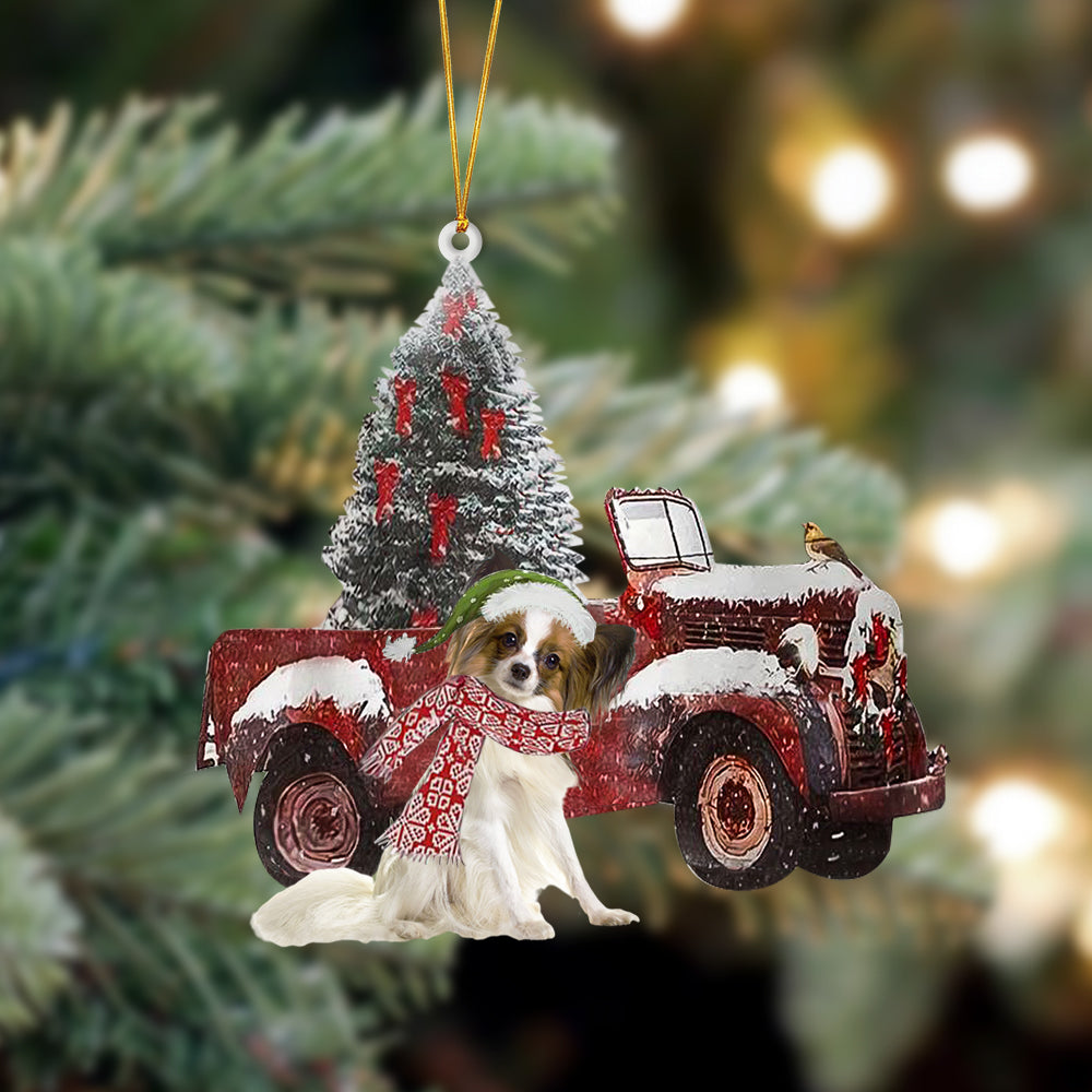 Godmerch- Ornament- Papillon-Christmas Truck Two Sided Ornament, Happy Christmas Ornament, Car Ornament