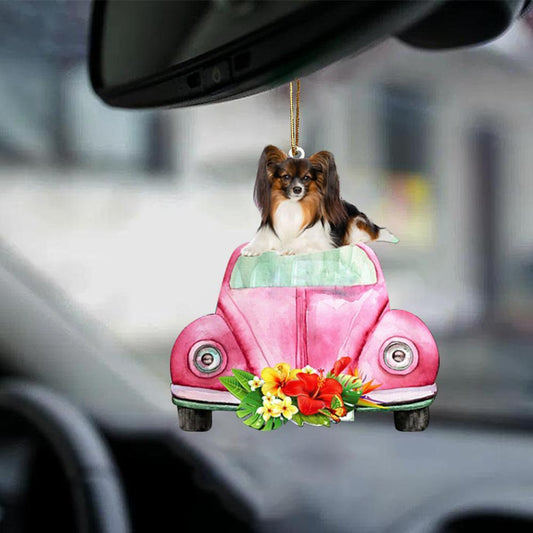 Papillon-Pink Hippie Car-Two Sided Ornament