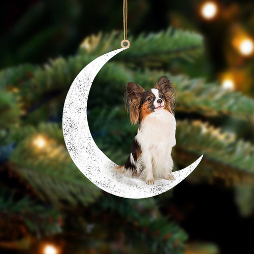 Papillon Sit On The Moon Two Sided Ornament Dog Hanging Christmas Ornament
