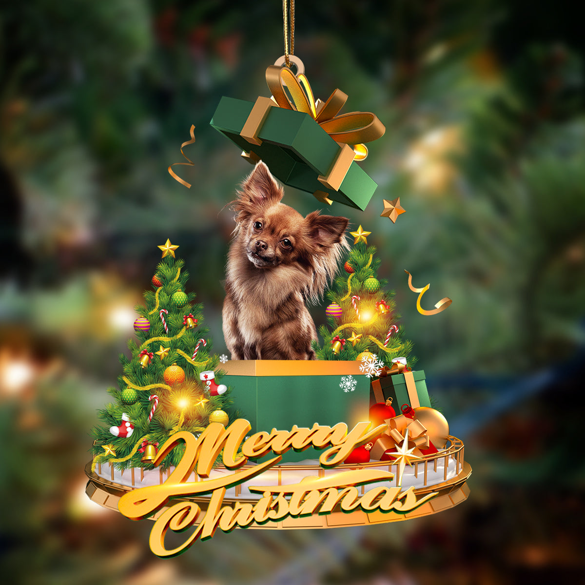 Godmerch- Ornament- Papillon-Christmas Gifts&dogs Hanging Ornament, Happy Christmas Ornament, Car Ornament