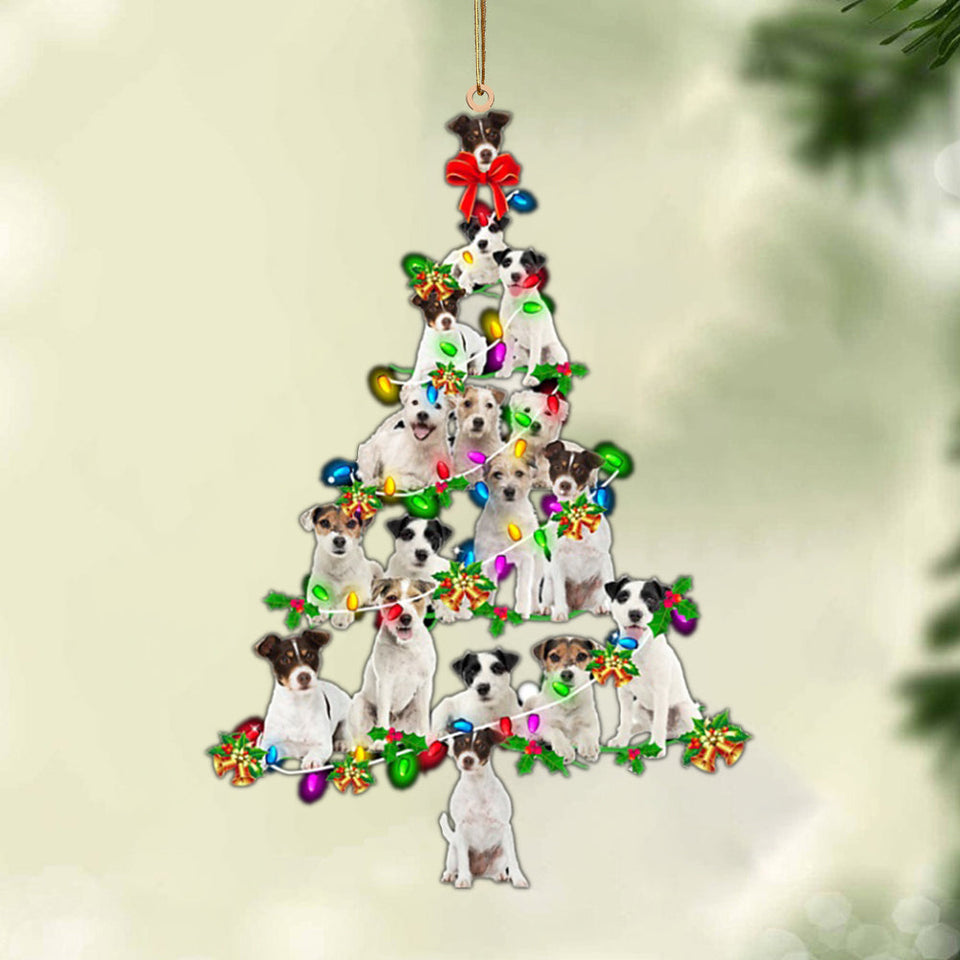 Ornament- Parson Russell Terrier-Christmas Tree Lights-Two Sided Ornament, Christmas Ornament, Car Ornament