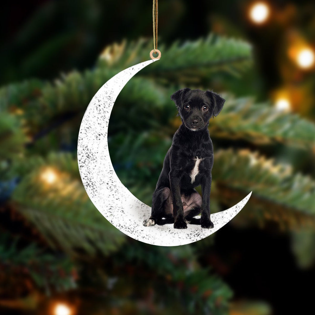 Patterdale Terrier Sit On The Moon Two Sided Ornament Dog Hanging Christmas Ornament