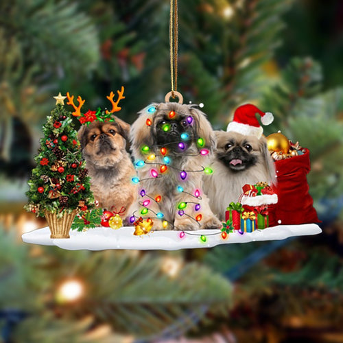 Pekingese-Christmas Dog Friends Hanging Ornament