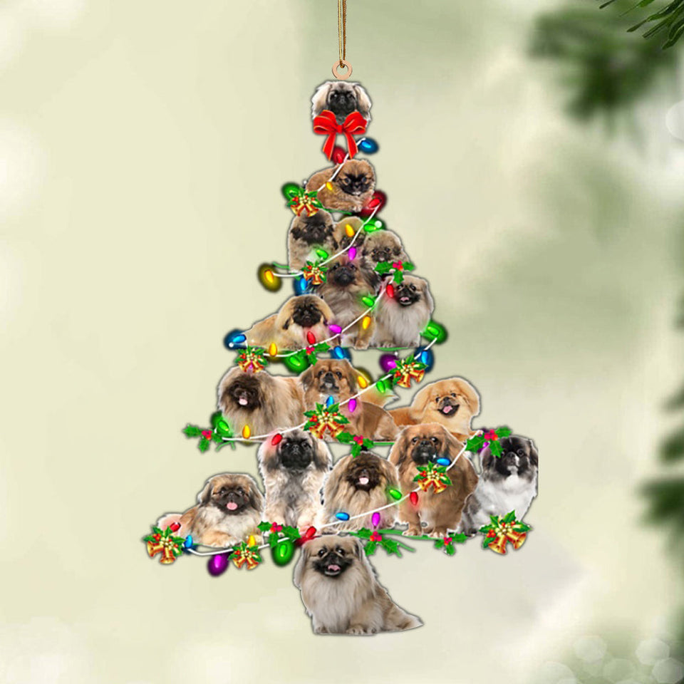 Godmerch- Ornament- Pekingese-Christmas Tree Lights-Two Sided Ornament, Happy Christmas Ornament, Car Ornament
