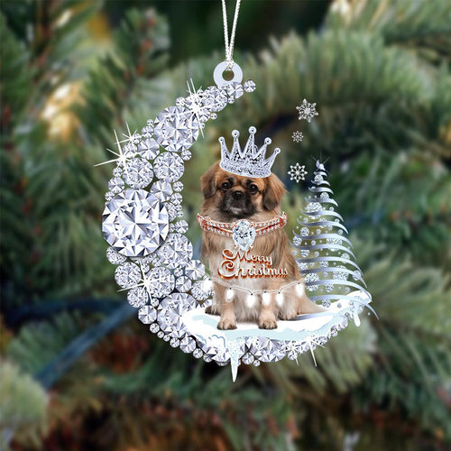 Pekingese Diamond Moon Merry Christmas Ornament Dog Ornament