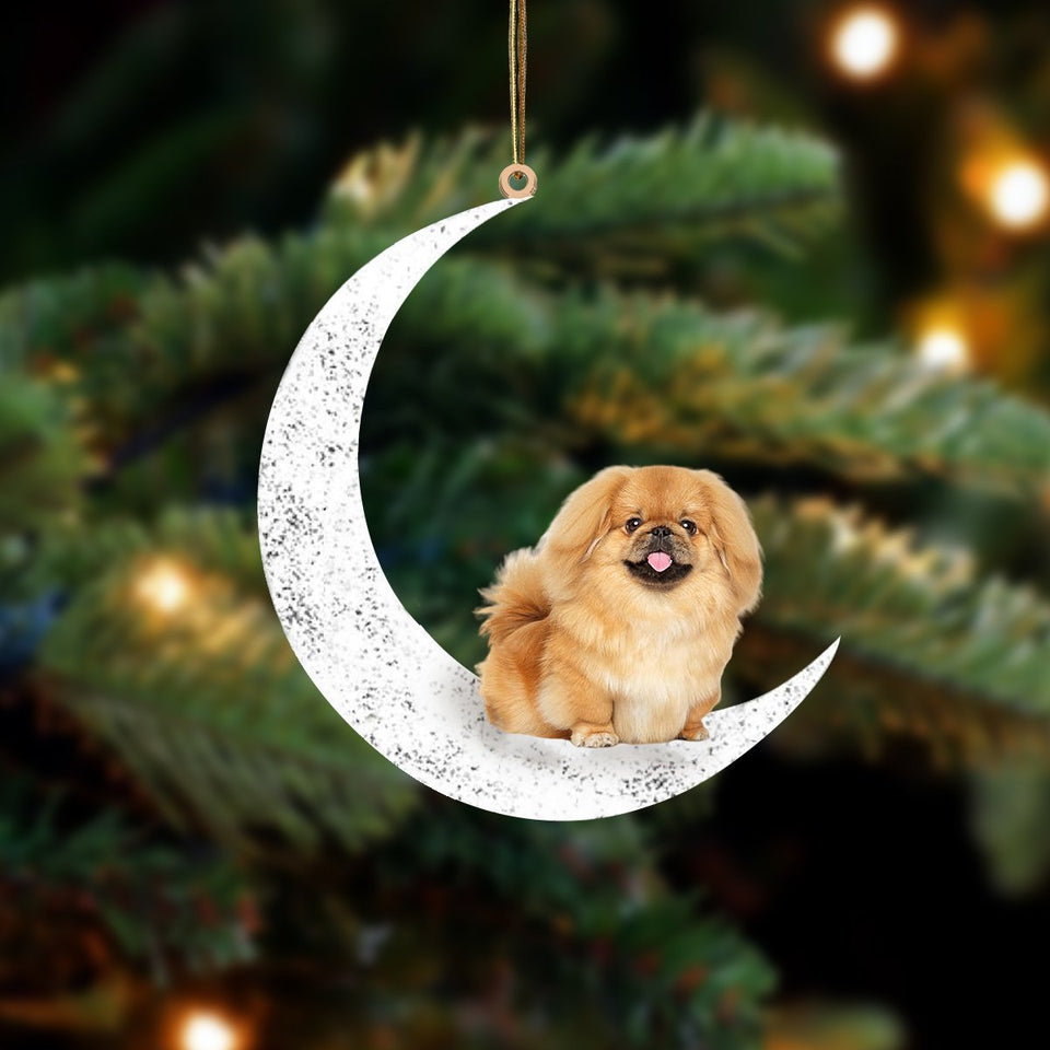Pekingese Sit On The Moon Two Sided Ornament Dog Hanging Christmas Ornament