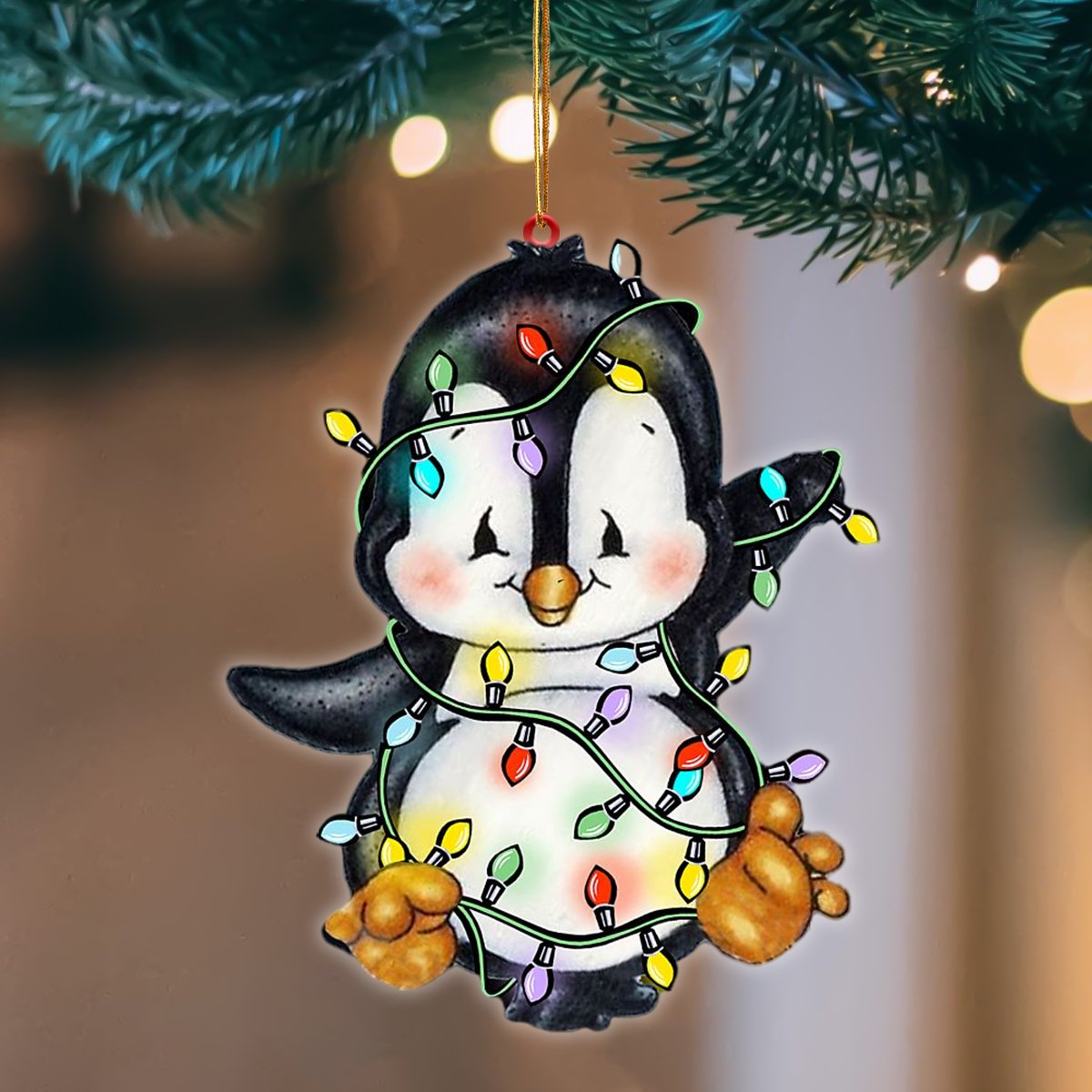 Penguin Christmas Light Hanging Ornament, Animal Christmas Ornaments