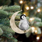 Godmerch- Ornament- Penguin Sits On The Moon Hanging Ornament Dog Ornament, Car Ornament, Christmas Ornament