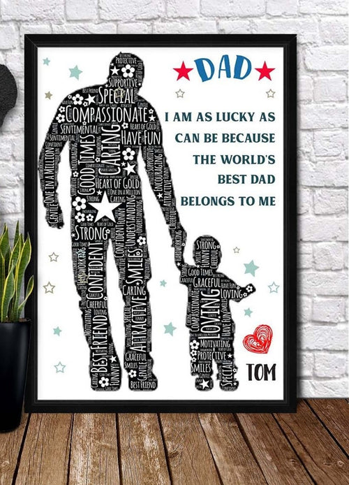 Personalized Canvas, DAD WORD Canvas And Poster, Wall Decor Visual Art, Gift Father's Day