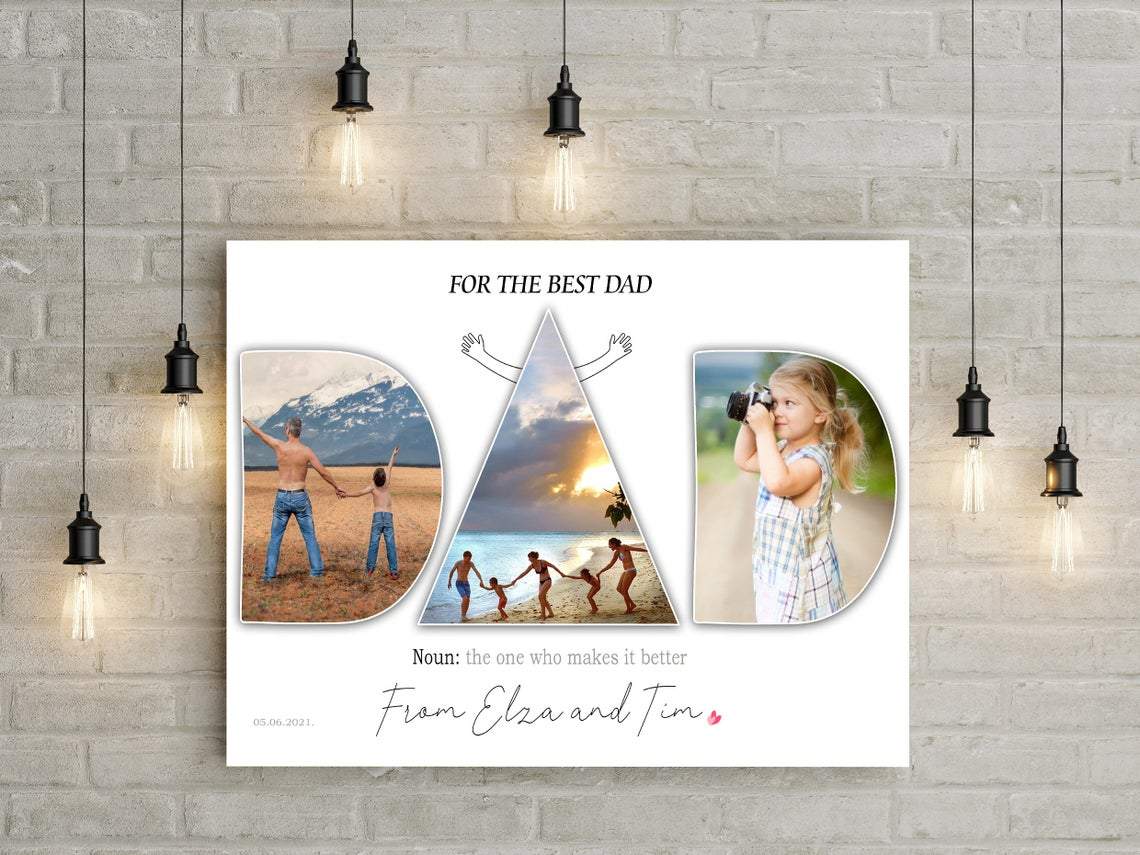 Personaliezd Canvas And Poster, Dad Photo Collage Canvas And Poster, Canvas Wall Art, Wall Decor Visual Art, Gift Father's Day