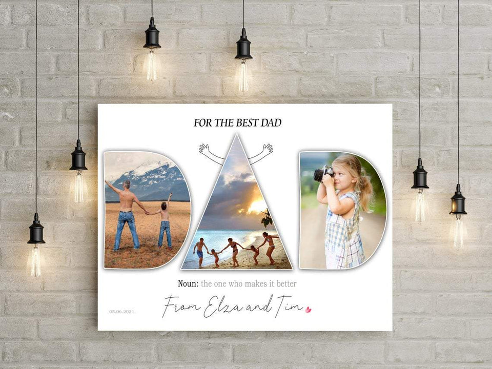 Personaliezd Canvas And Poster, Dad Photo Collage Canvas And Poster, Canvas Wall Art, Wall Decor Visual Art, Gift Father's Day