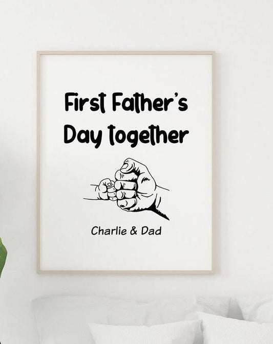 Personalized Canvas, Happy First Father's Day Gift From New Born Canvas And Poster, Wall Decor Visual Art, Gift Father's Day