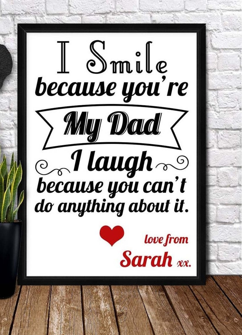 Personalized Canvas, I Smile Because You're My Dad Canvas And Poster, Canvas Painting, Wall Decor Visual Art, Gift Father's Day