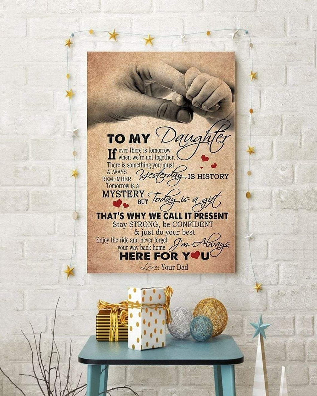 Personalized Canvas, To My Daughter I Am Always Here For You Hand Canvas And Poster, Wall Decor Visual Art, Gift Father's Day