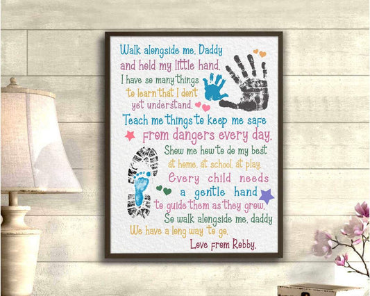 Personalized Canvas, Walk With Me Daddy Canvas And Poster, Wall Decor Visual Art, Gift Father's Day
