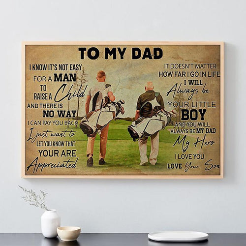 Personaliezd Canvas, To My Dad Golf Canvas Wall Art, Gift Father's Day