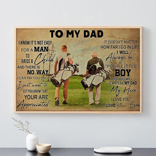 Personaliezd Canvas, To My Dad Golf Canvas Wall Art, Gift Father's Day