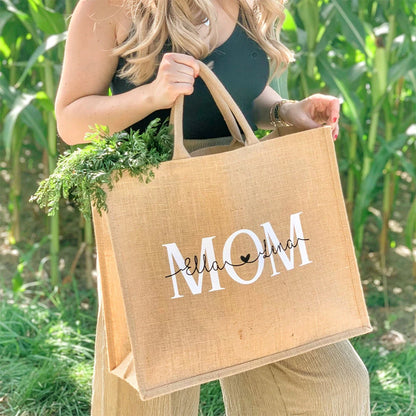 Personalized Beach Jute Tote Bag Reusable Shopping Storage, Burlap Bag Custom Wedding Party Decoration Bridesmaid Gifts