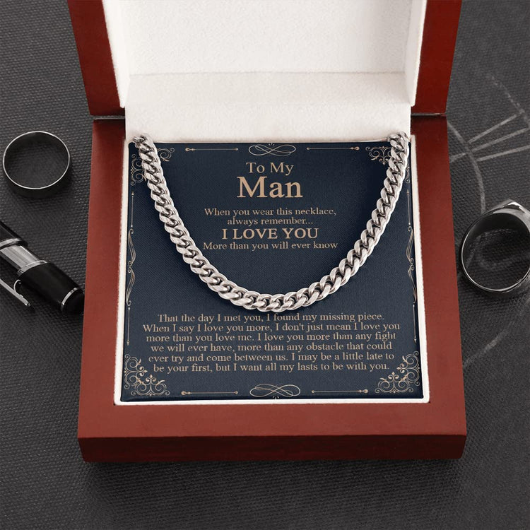 Personalized Message Card, Cuban Link Chain Necklace, To My Man When You Wear Necklace Never Forget That I Love You - TGV