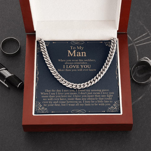 Personalized Message Card, Cuban Link Chain Necklace, To My Man When You Wear Necklace Never Forget That I Love You - TGV
