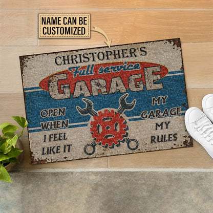 Personalized Auto Mechanic Garage Open When Customized Doormat