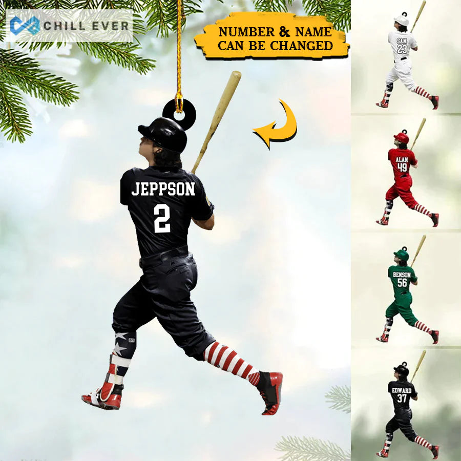 Personalized Baseball Player Christmas Ornament CTH01
