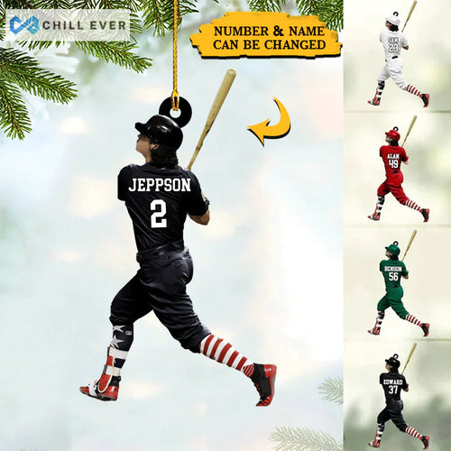 Personalized Baseball Player Christmas Ornament CTH01