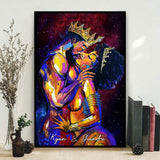 Personalized Black Couple Poster, Black King Black Queen Canvas, Black Melanin Wall Art, Afro King Afro Queen Canvas And Poster,Canvas Prints,Wall Decor Visual Art