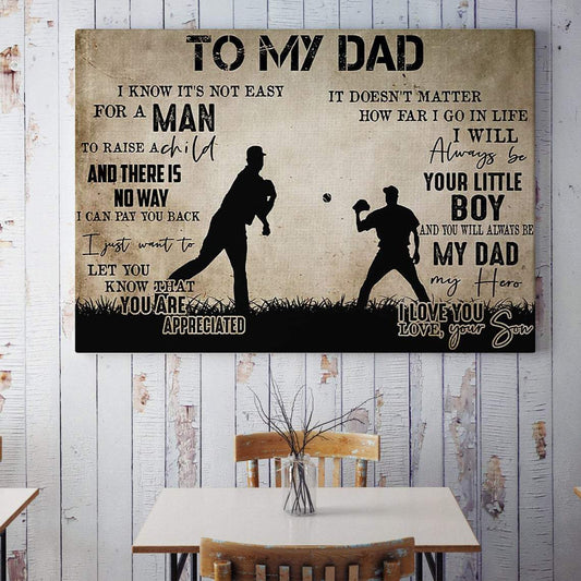 Personalized Canvas, To My Dad American Football Canvas And Poster,Canvas Prints,Wall Decor Visual Art, Gift Father's Day