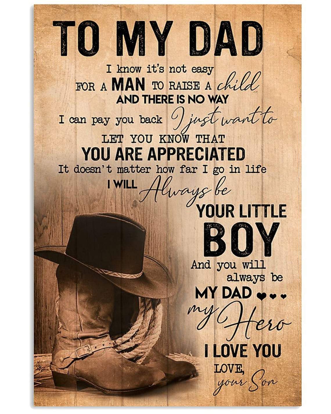 Personalized Canvas, To My Dad, Thank You Canvas And Poster,Canvas Painting, Wall Decor Visual Art, Gift Father's Day