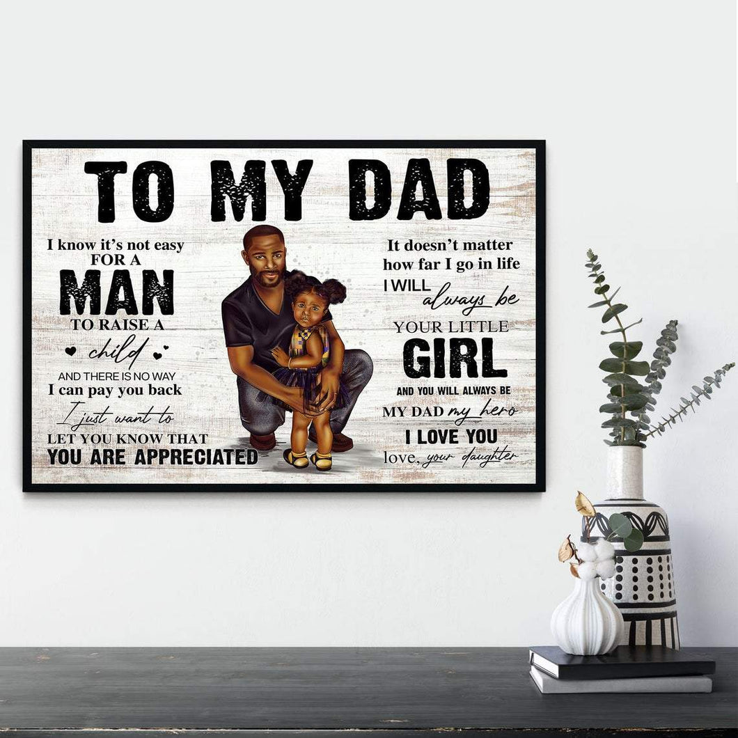 Personalized Canvas, Black Daughter Dad Canvas And Poster, My Poster Wall Canvas Wall Art Gift Father's Day
