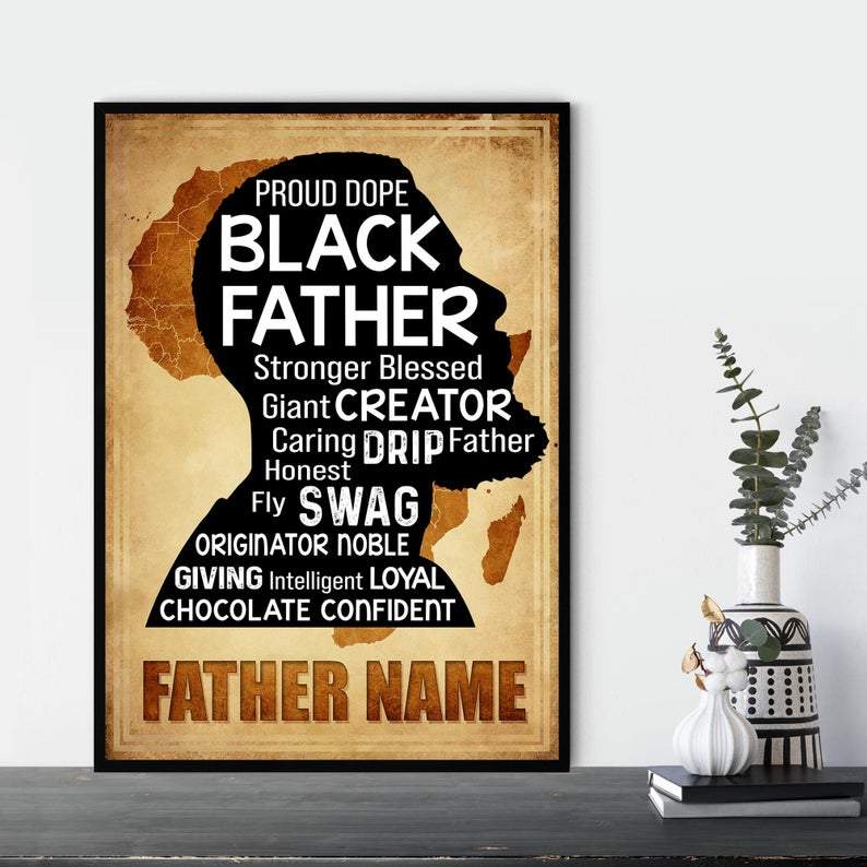 Personalized Canvas, Black Father Canvas Wall Art, Canvas Prints, Gift Father's Day