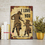 Personalized Canvas, Dirtbike Dad And Son Motocross Canvas Prints, Gift Father's Day