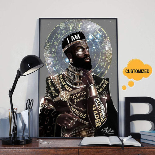 Personalized Canvas, I Am Black King Canvas Wall Art, Canvas Prints, Gift Father's Day