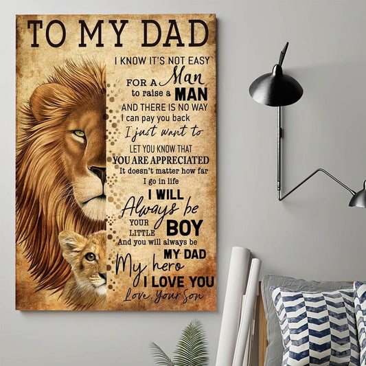 Personalized Canvas, Lion Dad Canvas Wall Art, Gift Father's Day