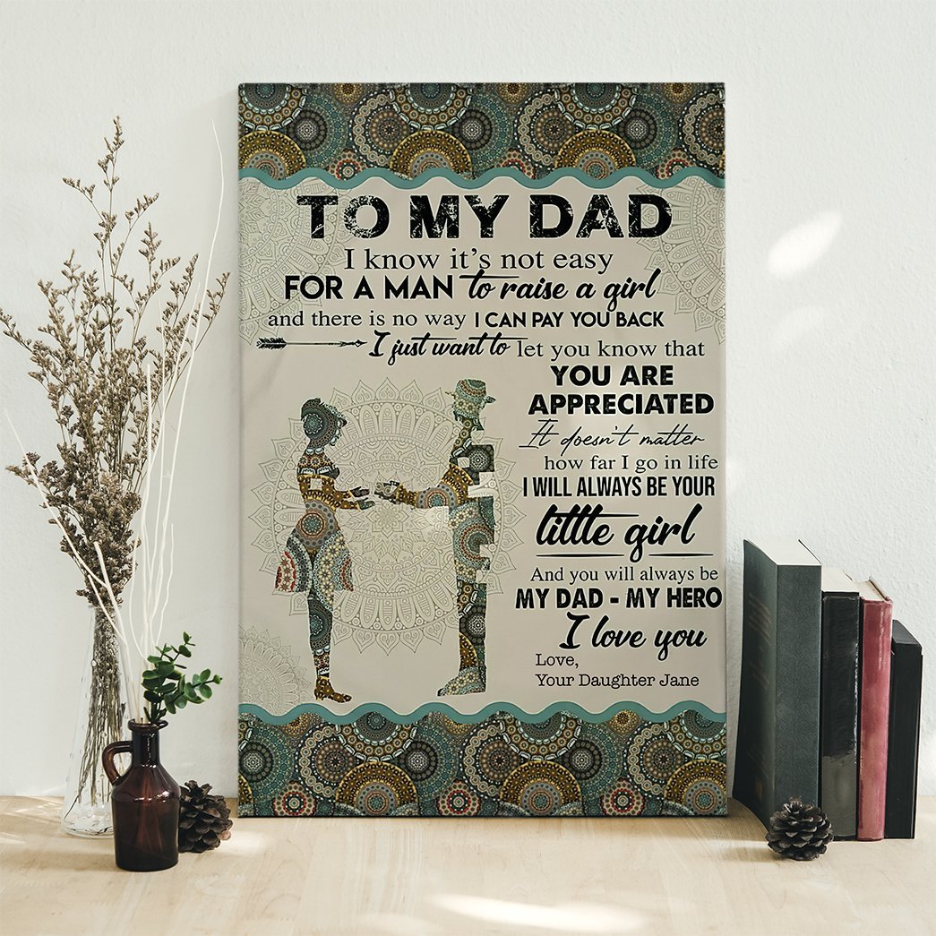 Personalized Canvas, My Dad My Hero Canvas Wall Art Gift Father's Day