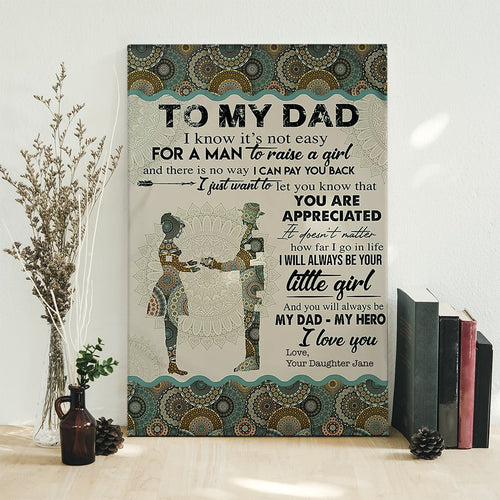 Personalized Canvas, My Dad My Hero Canvas Wall Art Gift Father's Day