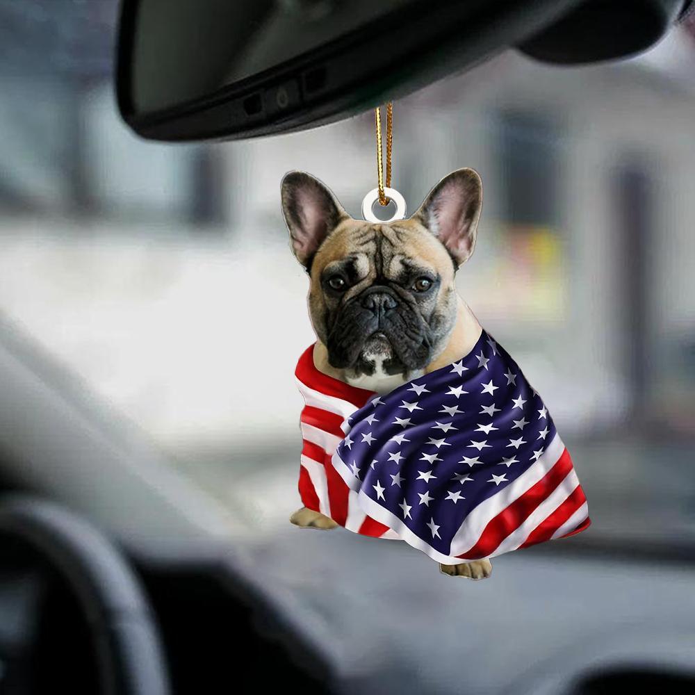 French Bulldog American Patriot Flag Two Sided Ornament