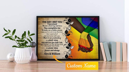 Personalized Lgbt Black Couple Canvas, The Day I Met You Poster, Black LGBT Canvas And Poster, Canvas Wall Art, Wall Decor Visual Art