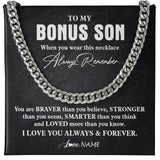 Personalized To My Bonus Son Necklace Cuban From Stepmom Stepdad You Are Braver Stronger Stepson Birthday Christmas Customized Gift Box Message Card