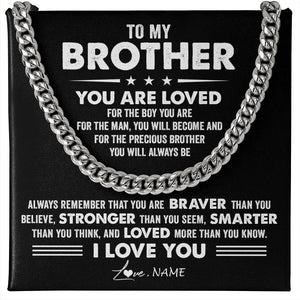 Personalized To My Brother Necklace From Sister Cuban Chain You Are Loved Gifts For Brother Birthday Graduation Christmas Customized Gift Box Message Card